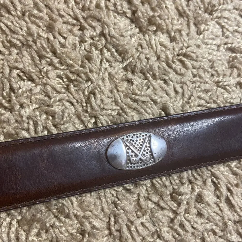 Belt AML 3000 Golf Emblem Women Brown Top Grain Oil Tan Leather Belt Size 34